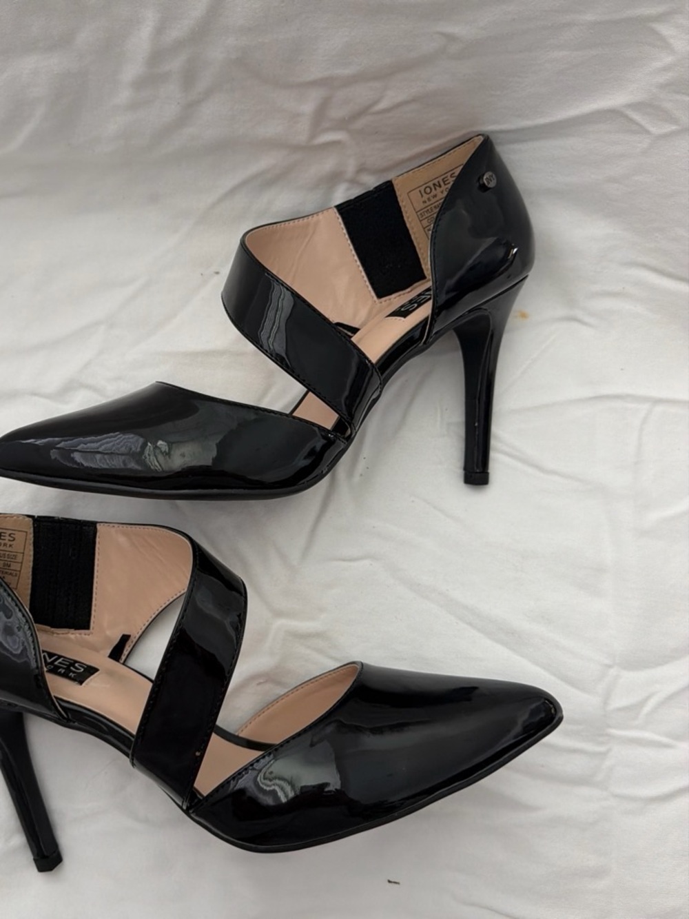 Jones New York Black Patent Pointed-Toe Strappy Heels